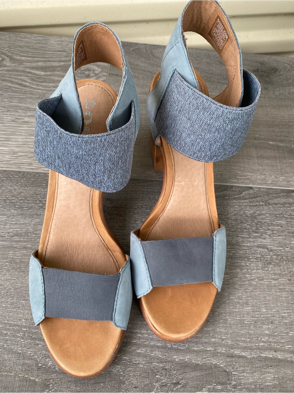 SOREL Nadia Blue Elastic Slingback Block Heel Sandals Women’s Size 10 - Picture 8 of 14